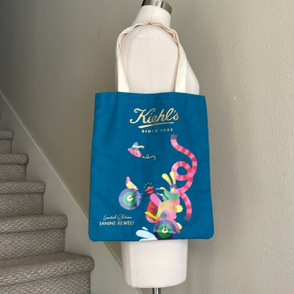 NWT Kiehl’s Janine Rewell Teal Limited Edition Tote Bag - Picture 2 of 8